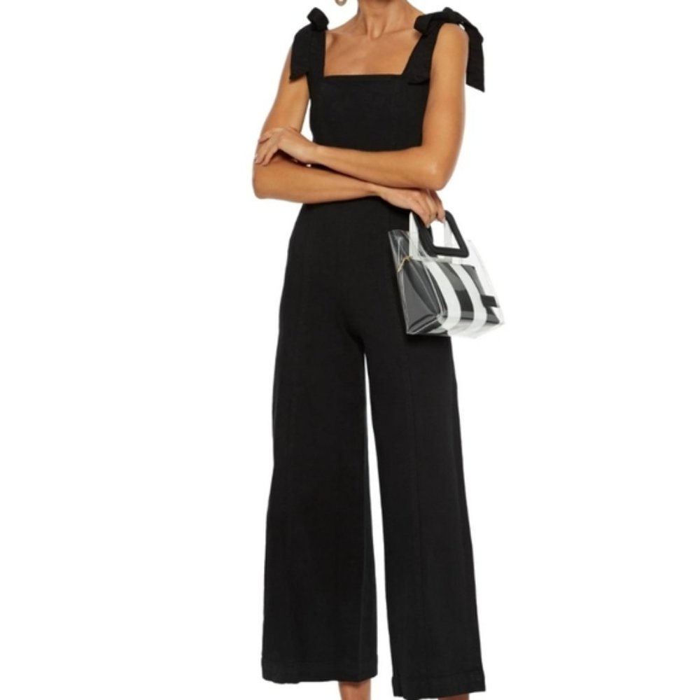 Alice Olivia black denim jumpsuit romper overall US MEDIUM 28